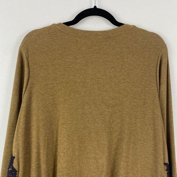 LOGO Lounge by Lori Goldstein Knit Top Godets Contrast Lace Tunic Size 1X Green - Picture 7 of 10